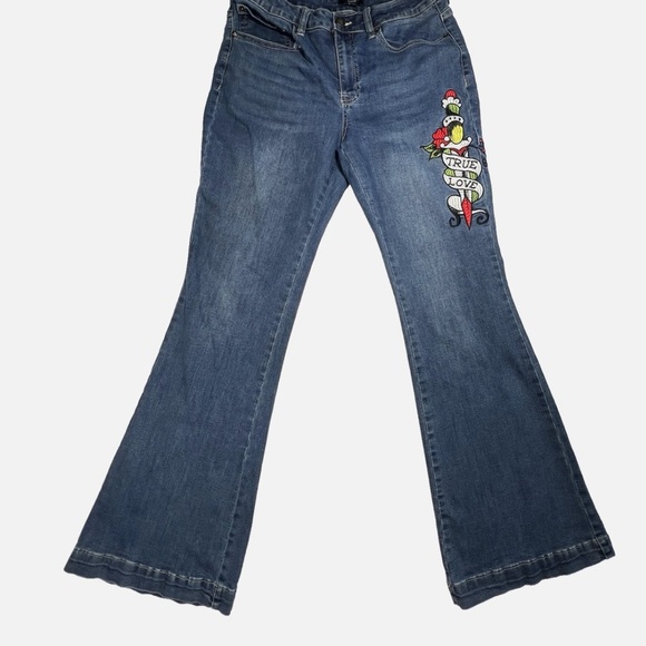 Ed Hardy Jeans Womens 32 True Love Fit & Flare Love Eternal Y2K Blue Denim - Picture 2 of 8